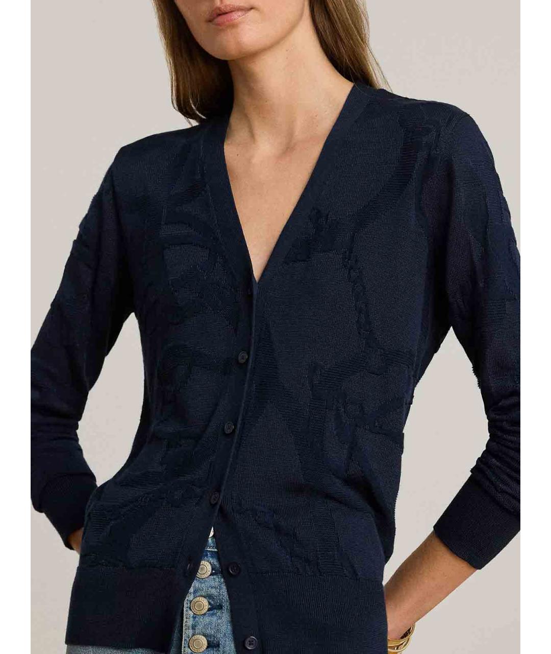 RALPH LAUREN Синий вискозный кардиган, фото 5