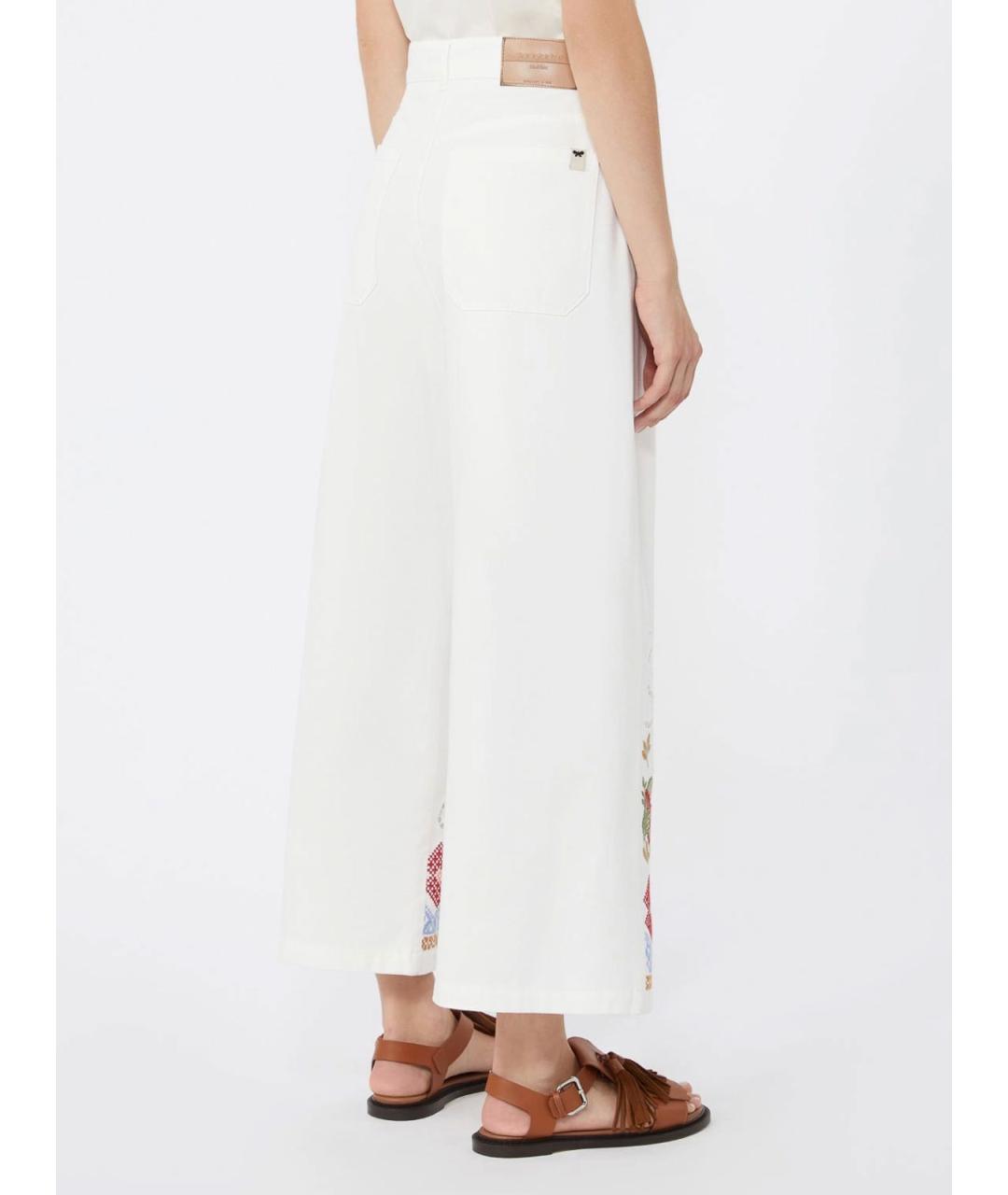 WEEKEND MAX MARA Белые хлопковые брюки широкие, фото 3