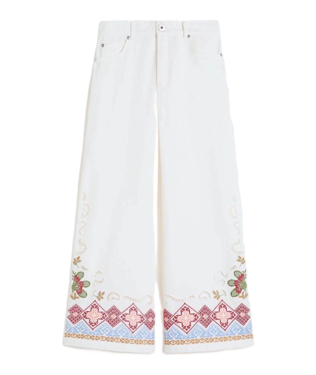 WEEKEND MAX MARA Белые хлопковые брюки широкие, фото 1