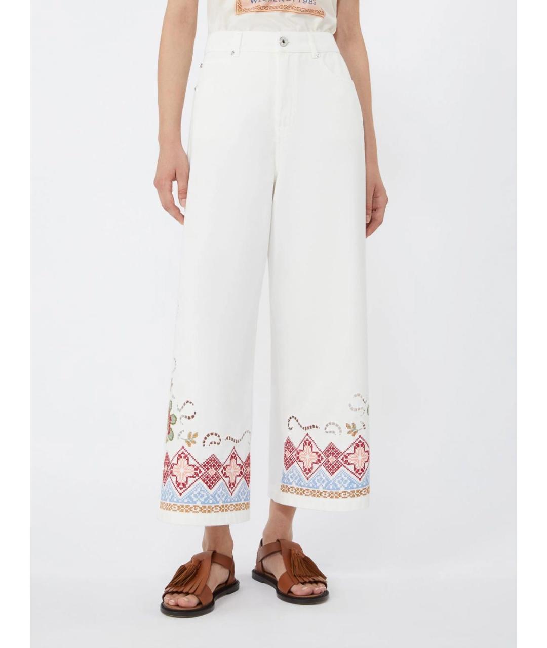 WEEKEND MAX MARA Белые хлопковые брюки широкие, фото 4