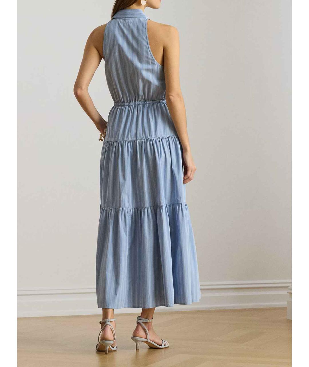 RALPH LAUREN Голубое хлопковое повседневное платье, фото 4