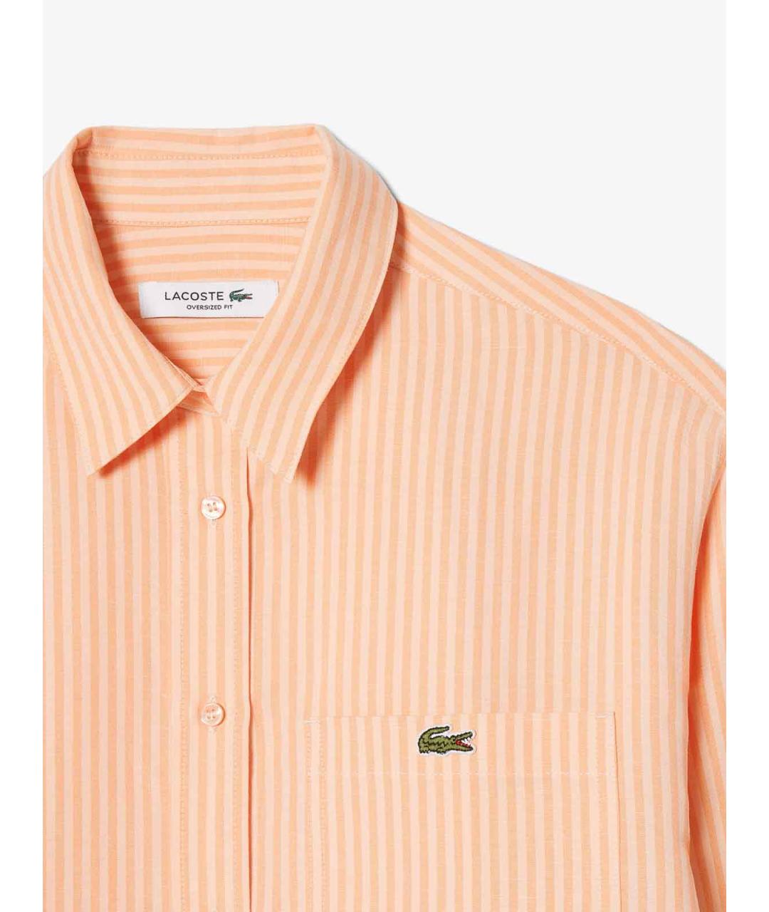 LACOSTE Розовая льняная рубашка, фото 2