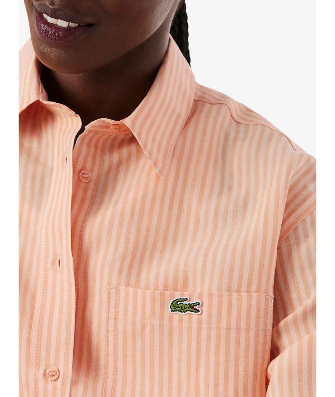 LACOSTE Розовая льняная рубашка, фото 7