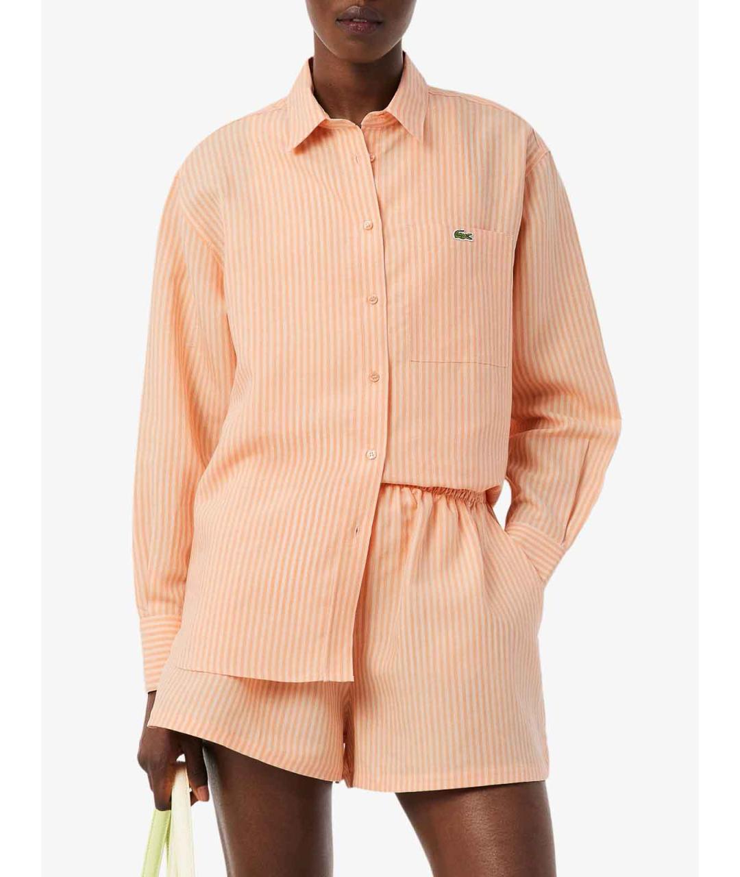 LACOSTE Розовая льняная рубашка, фото 5