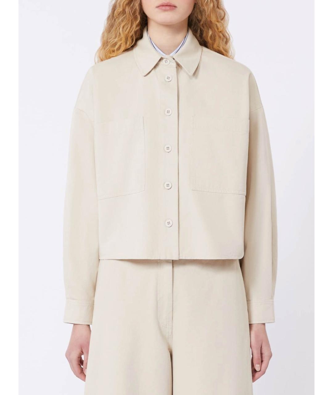 WEEKEND MAX MARA Бежевая хлопковая рубашка, фото 4
