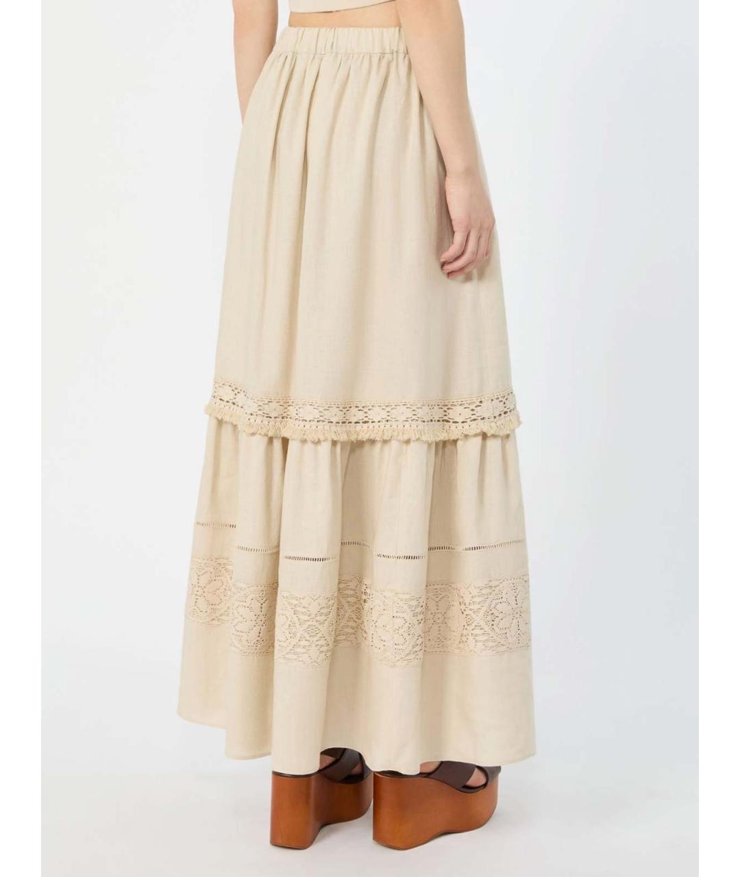 WEEKEND MAX MARA Бежевая вискозная юбка миди, фото 3