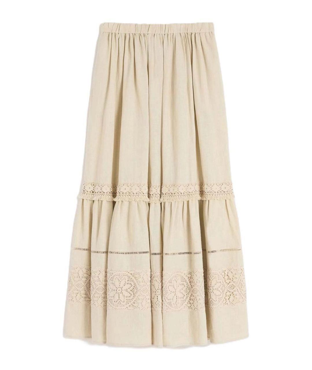 WEEKEND MAX MARA Бежевая вискозная юбка миди, фото 1