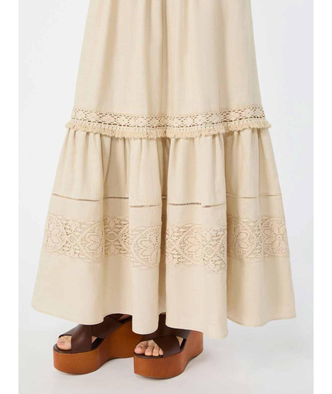 WEEKEND MAX MARA Бежевая вискозная юбка миди, фото 2
