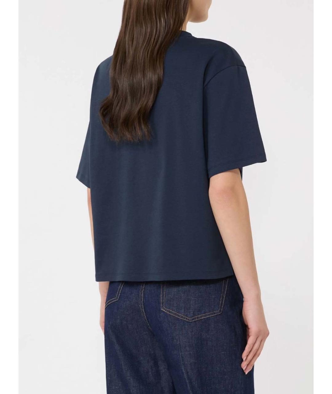 WEEKEND MAX MARA Синяя хлопковая футболка, фото 4