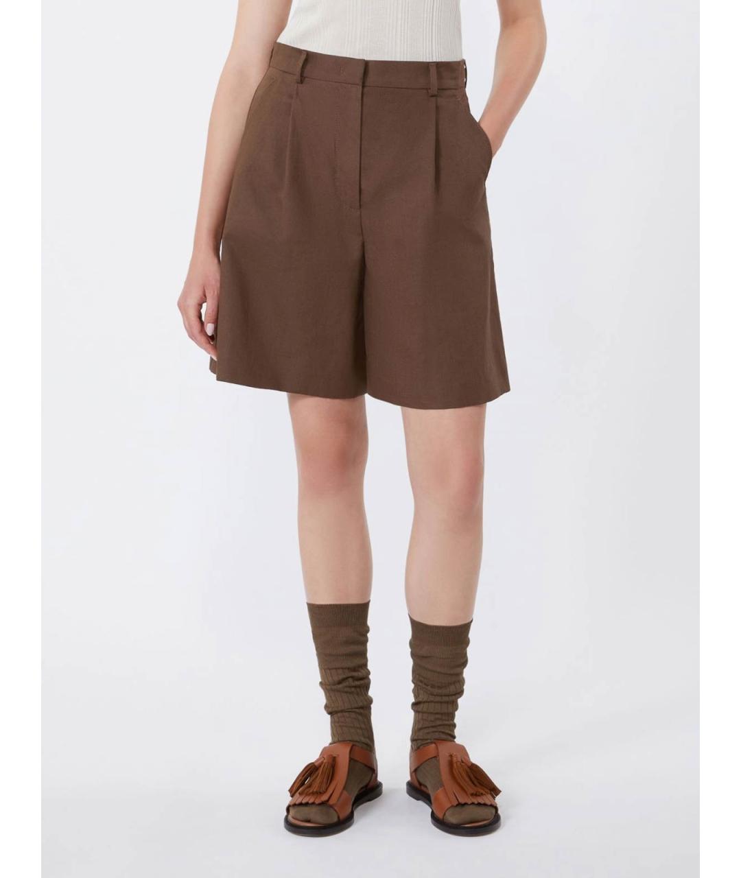WEEKEND MAX MARA Коричневые хлопковые шорты, фото 4