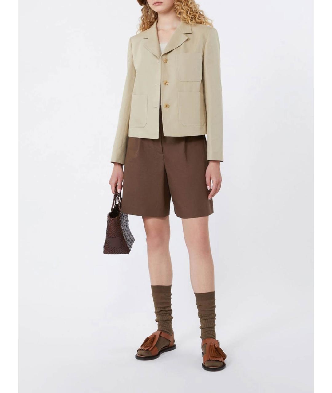 WEEKEND MAX MARA Коричневые хлопковые шорты, фото 5