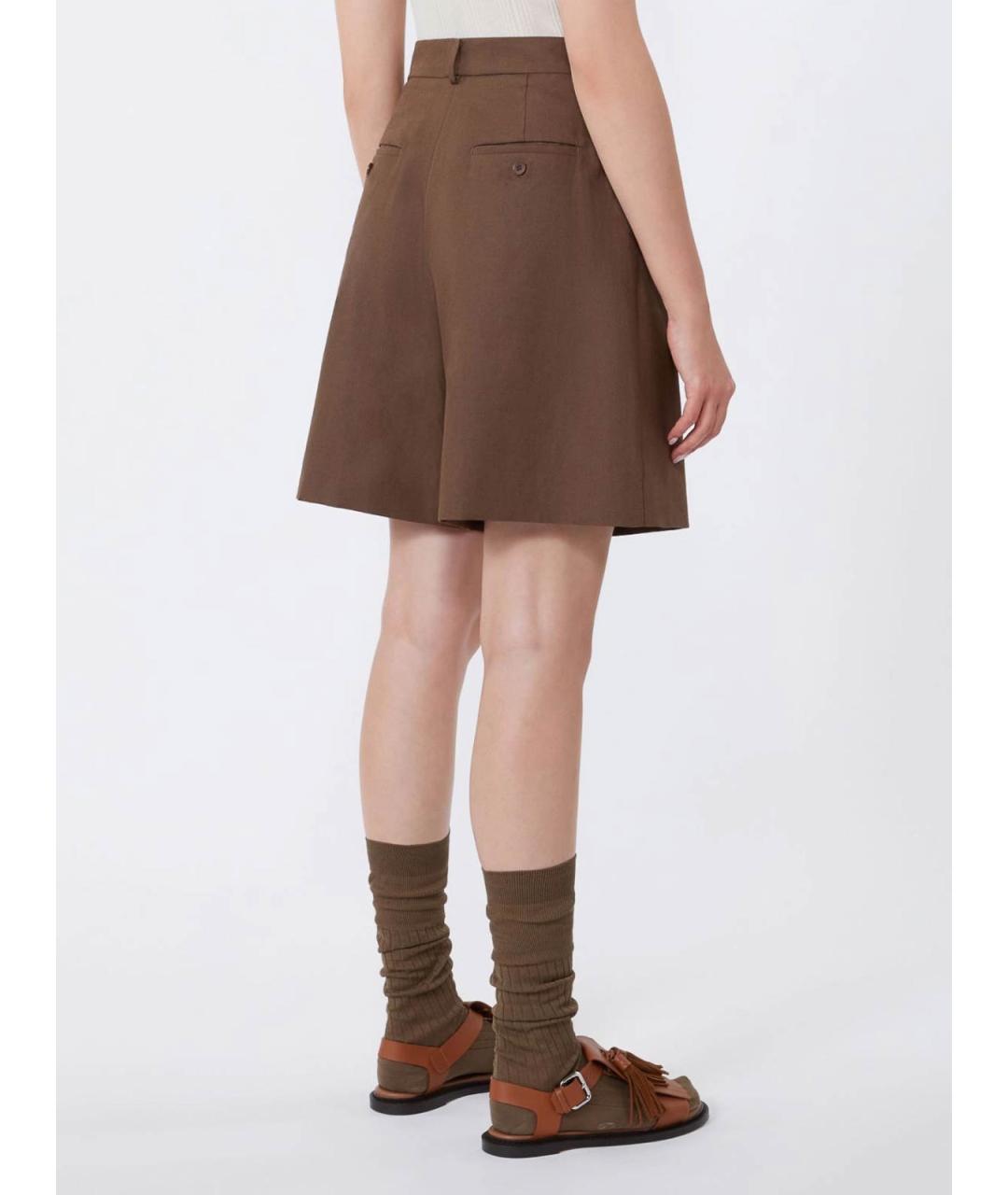 WEEKEND MAX MARA Коричневые хлопковые шорты, фото 3