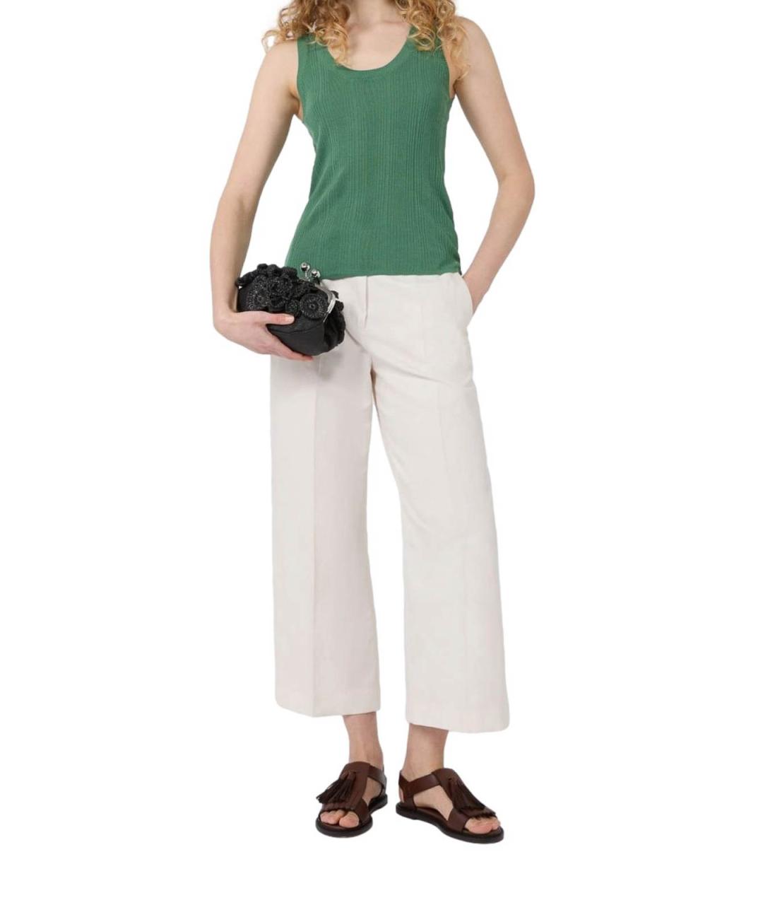 WEEKEND MAX MARA Бежевые хлопковые брюки широкие, фото 5