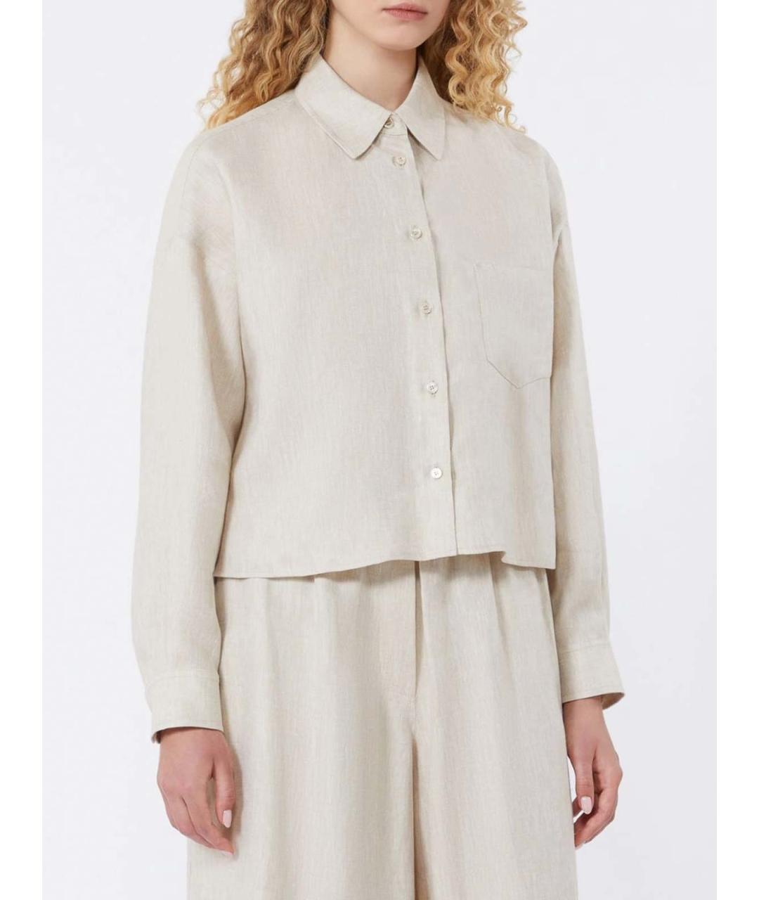 WEEKEND MAX MARA Бежевая хлопковая блузы, фото 4