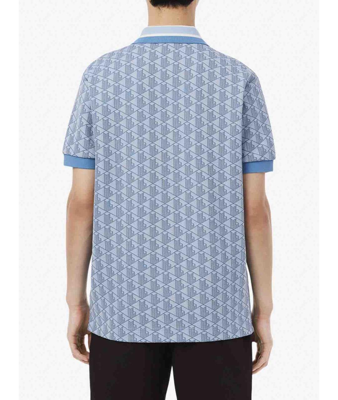 LACOSTE Голубое хлопко-полиэстеровое поло с коротким рукавом, фото 5