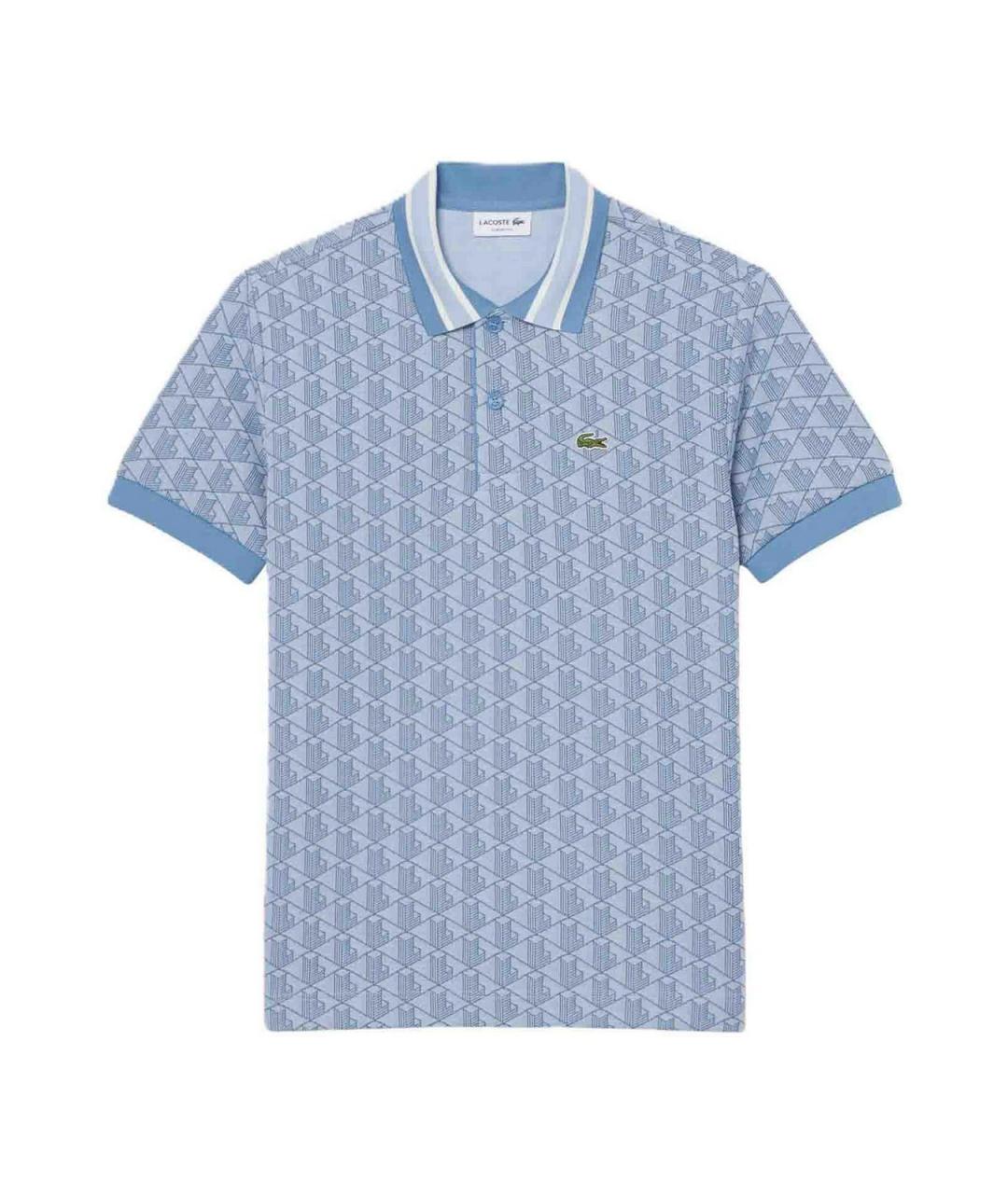 LACOSTE Голубое хлопко-полиэстеровое поло с коротким рукавом, фото 1
