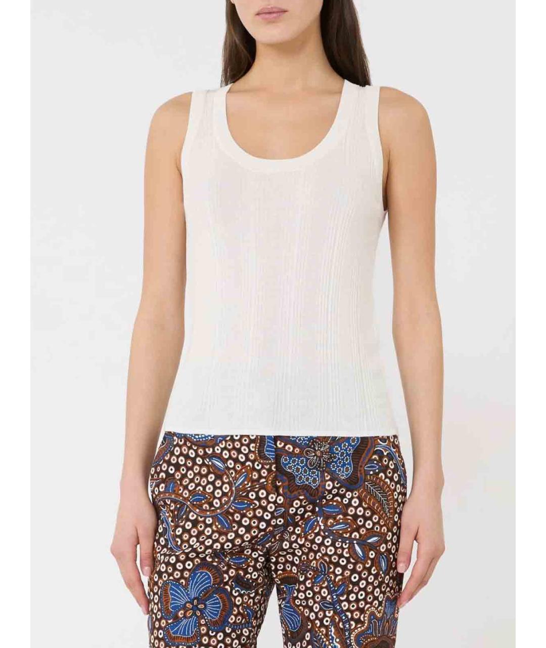 WEEKEND MAX MARA Белая хлопковая майка, фото 4