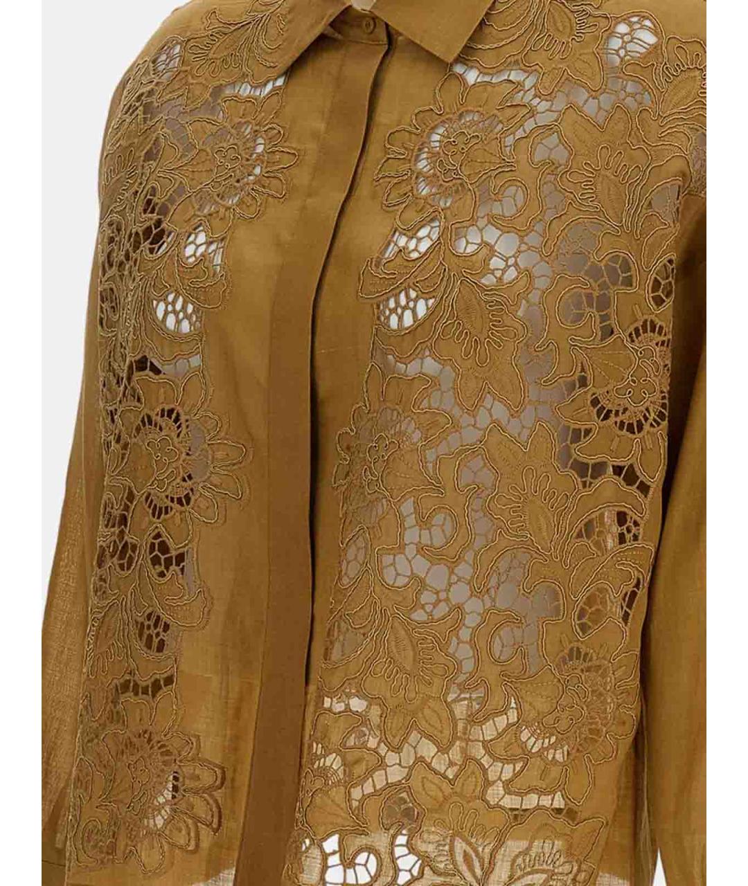 MAX MARA STUDIO Горчичная хлопковая рубашка, фото 3