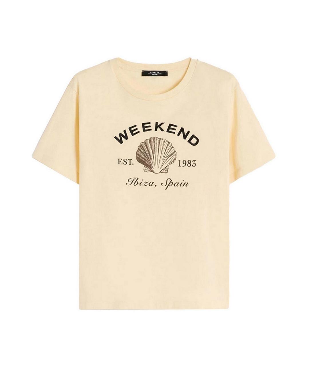 WEEKEND MAX MARA Желтая хлопковая футболка, фото 1
