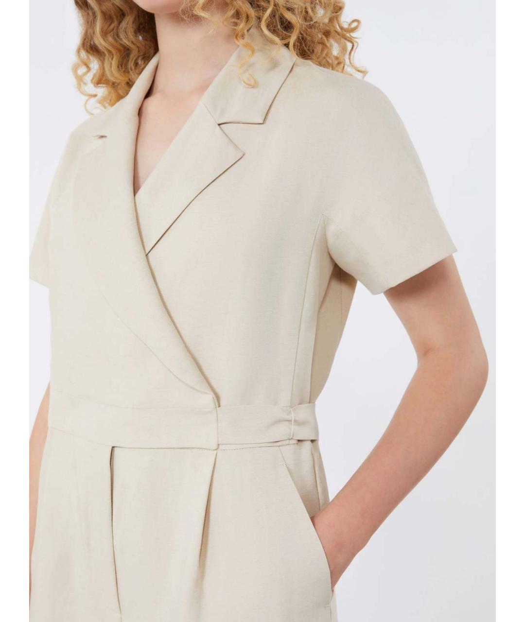 WEEKEND MAX MARA Бежевый вискозный комбинезон, фото 2