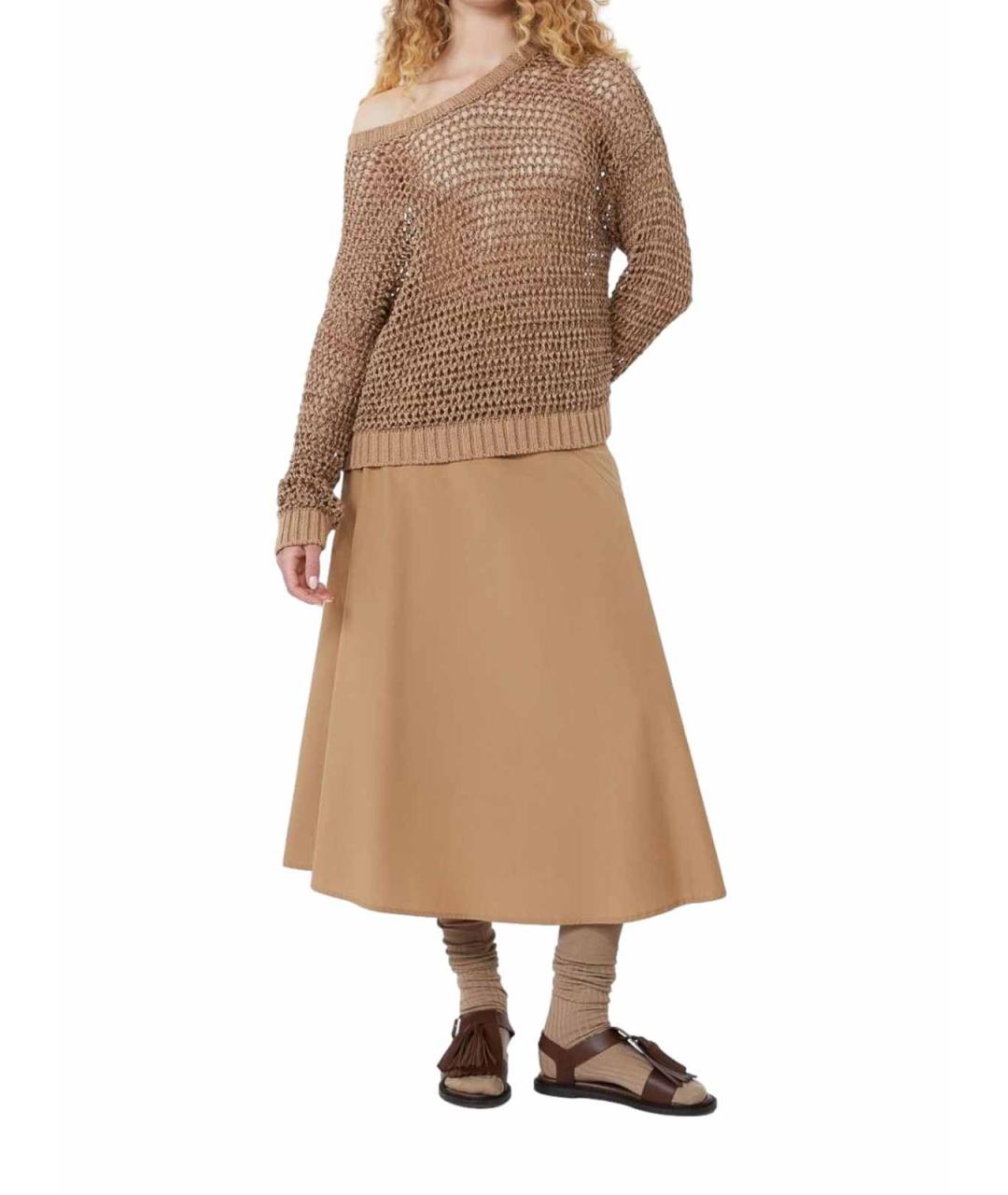 WEEKEND MAX MARA Коричневая полиэстеровая юбка миди, фото 5