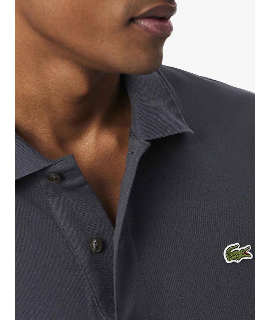LACOSTE Серое хлопко-полиэстеровое поло с коротким рукавом, фото 7