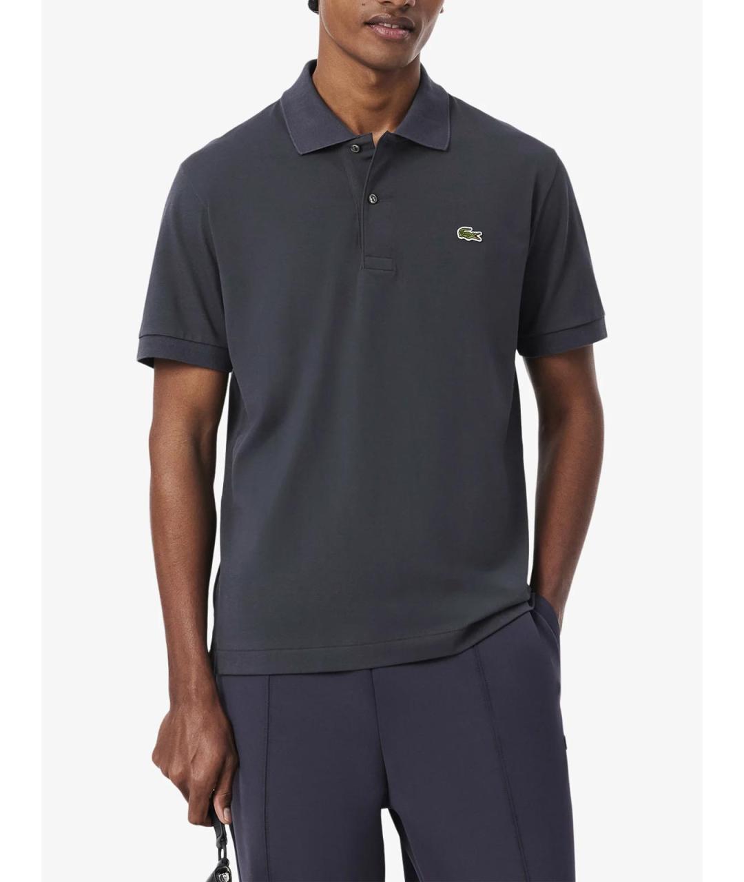 LACOSTE Серое хлопко-полиэстеровое поло с коротким рукавом, фото 5