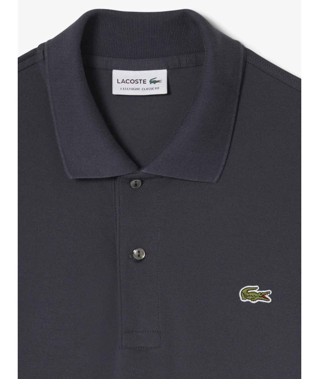 LACOSTE Серое хлопко-полиэстеровое поло с коротким рукавом, фото 2