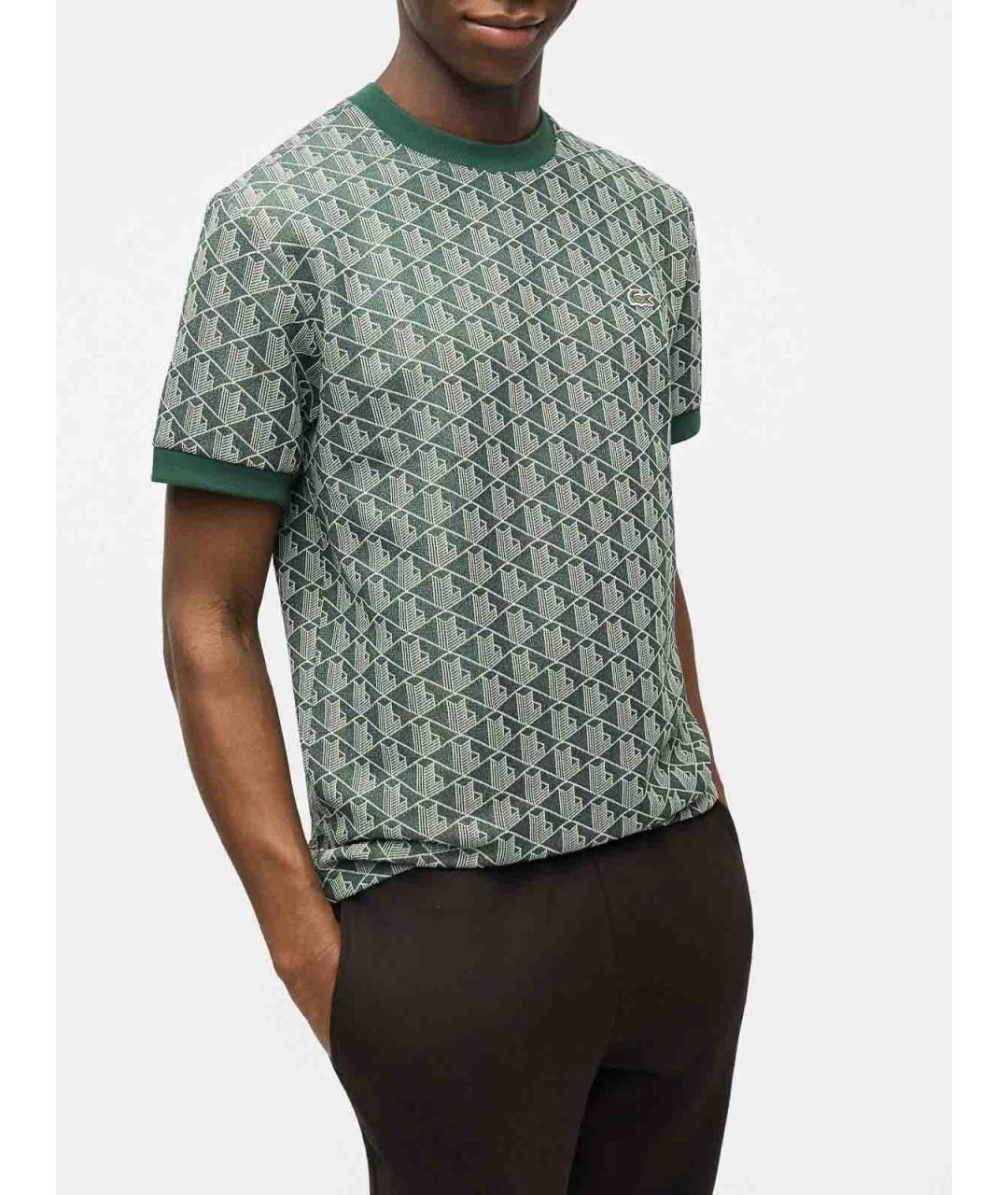 LACOSTE Зеленая хлопко-полиэстеровая футболка, фото 5