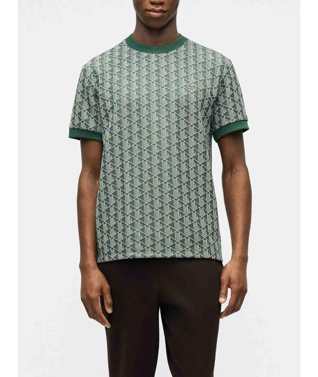 LACOSTE Зеленая хлопко-полиэстеровая футболка, фото 3