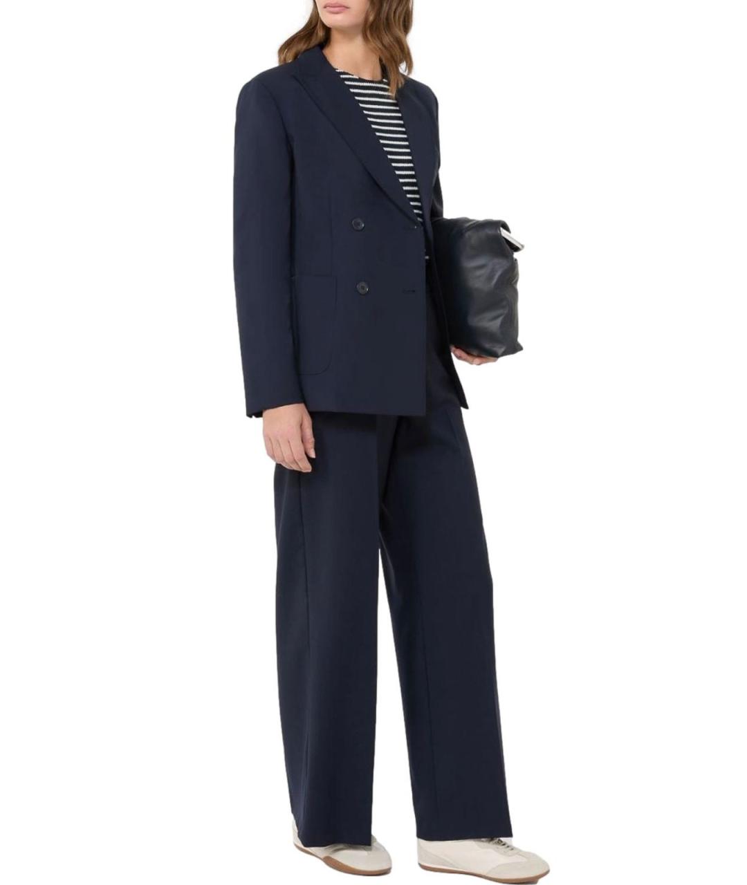 WEEKEND MAX MARA Синие кашемировые брюки широкие, фото 4