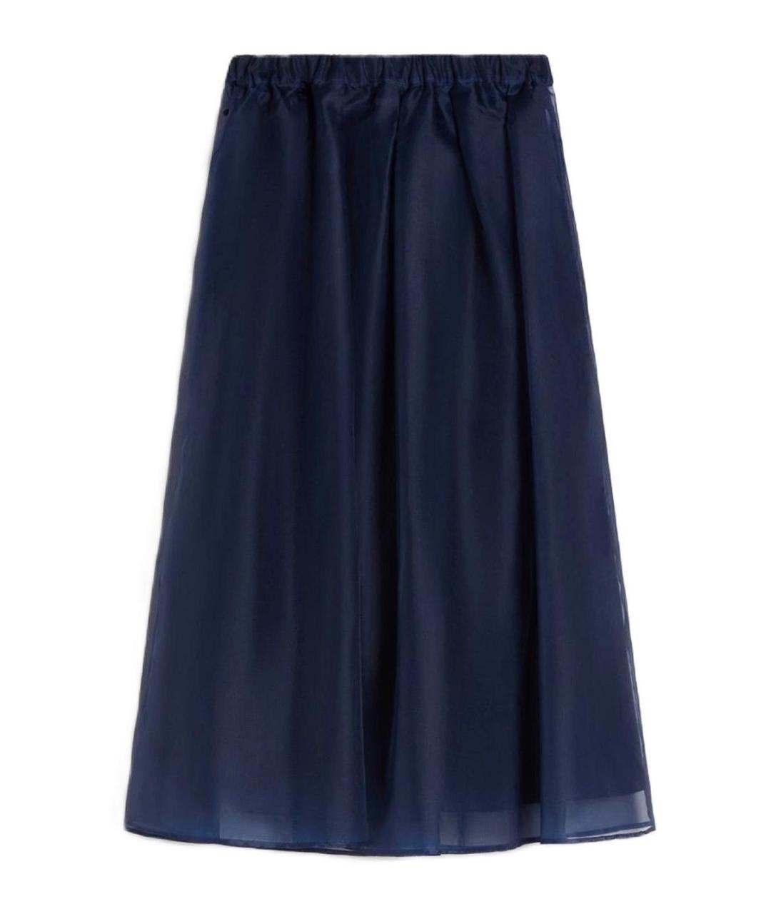 WEEKEND MAX MARA Синяя хлопковая юбка миди, фото 1