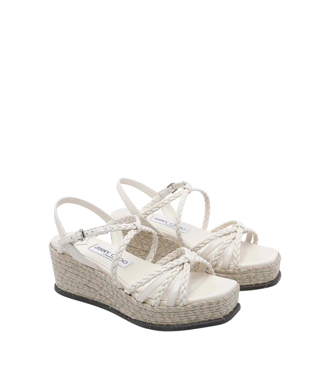 JIMMY CHOO Белые кожаные босоножки, фото 2