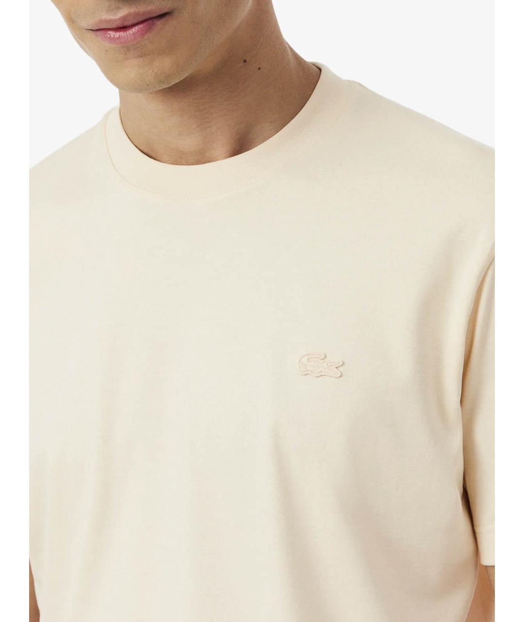 LACOSTE Бежевая хлопковая футболка, фото 7