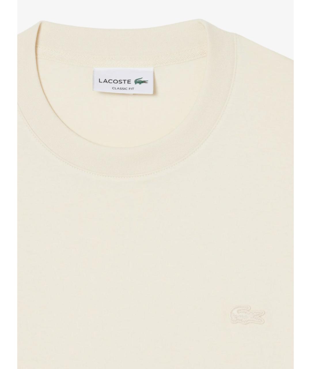 LACOSTE Бежевая хлопковая футболка, фото 2