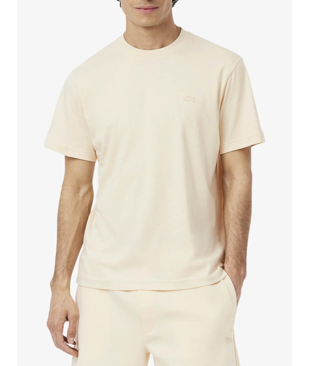 LACOSTE Бежевая хлопковая футболка, фото 5