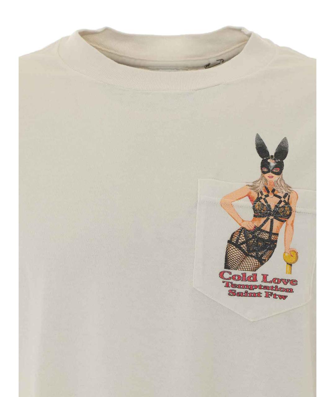 SAINT Mxxxxxx Бежевая хлопковая футболка, фото 4
