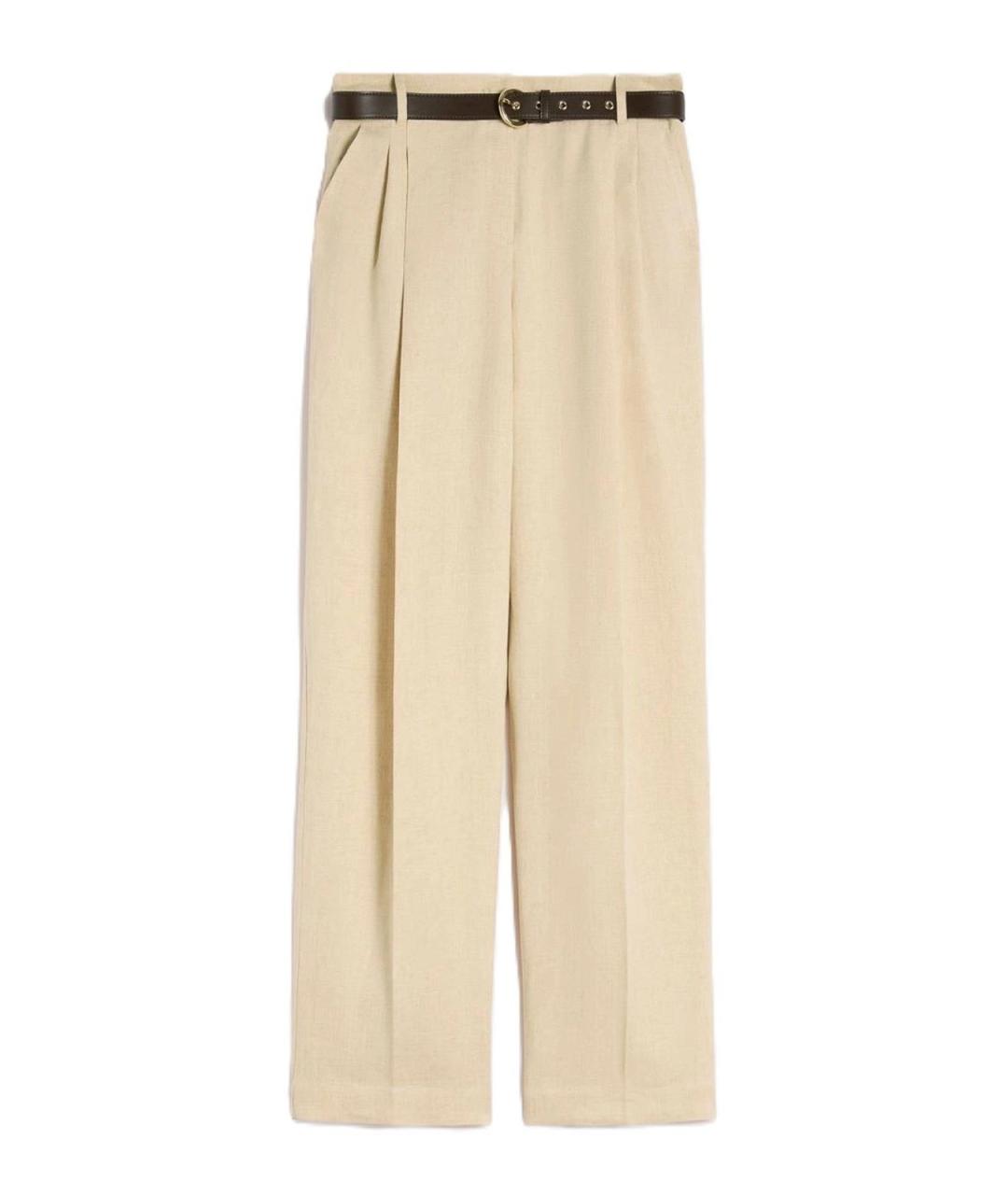 MAX MARA STUDIO Бежевые шерстяные брюки широкие, фото 1