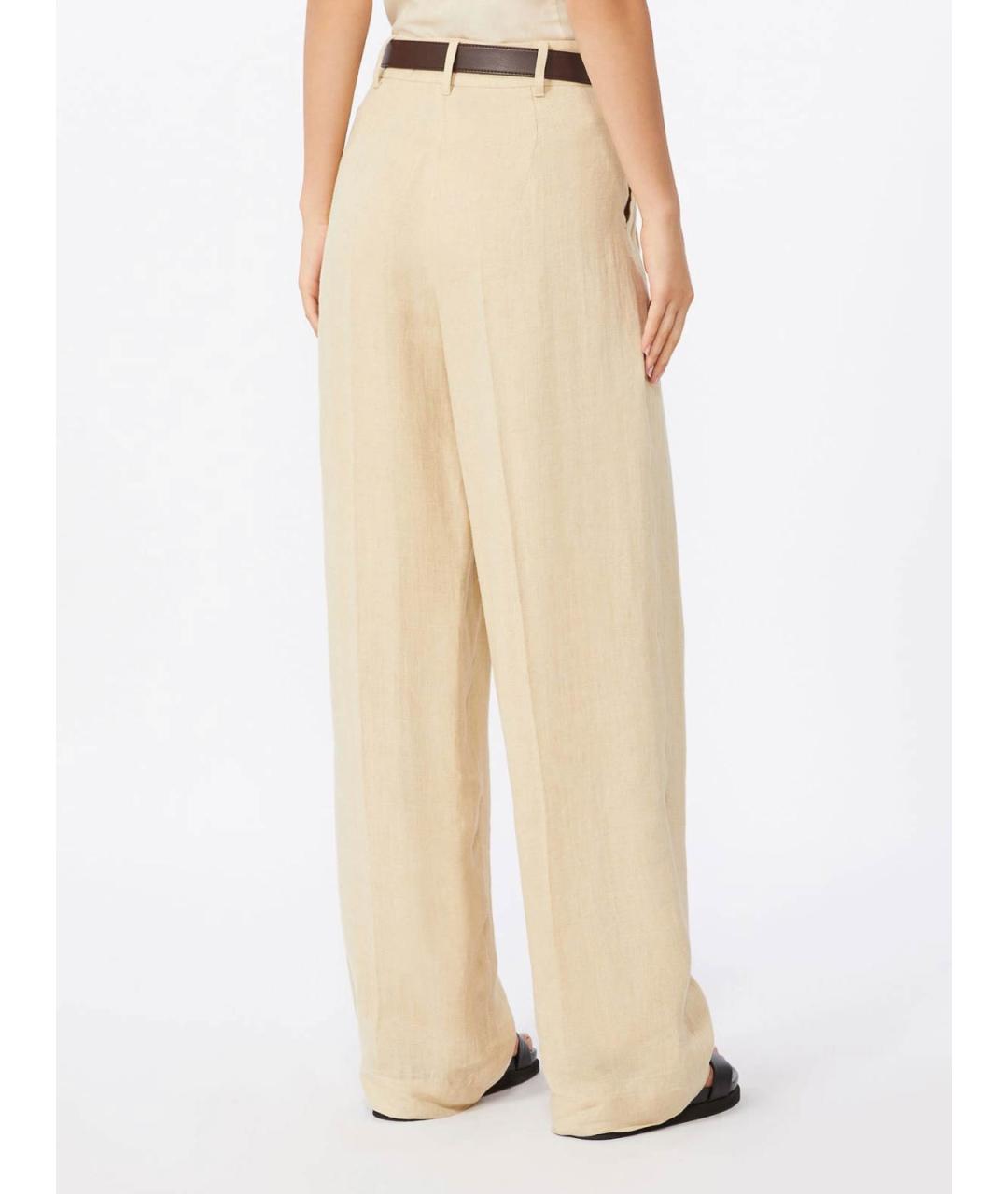MAX MARA STUDIO Бежевые шерстяные брюки широкие, фото 4