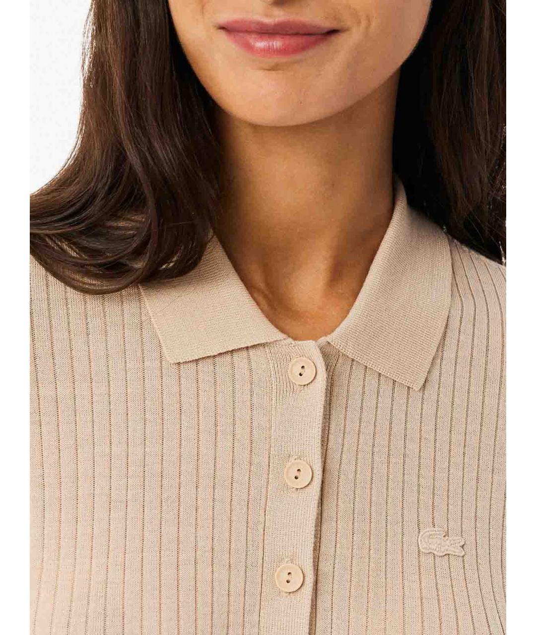 LACOSTE Бежевая шерстяная футболка, фото 6
