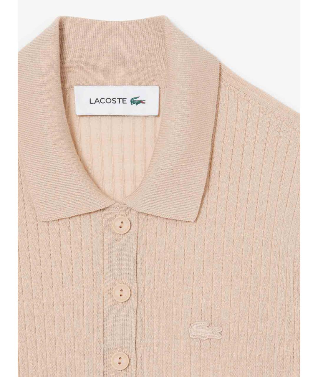 LACOSTE Бежевая шерстяная футболка, фото 2