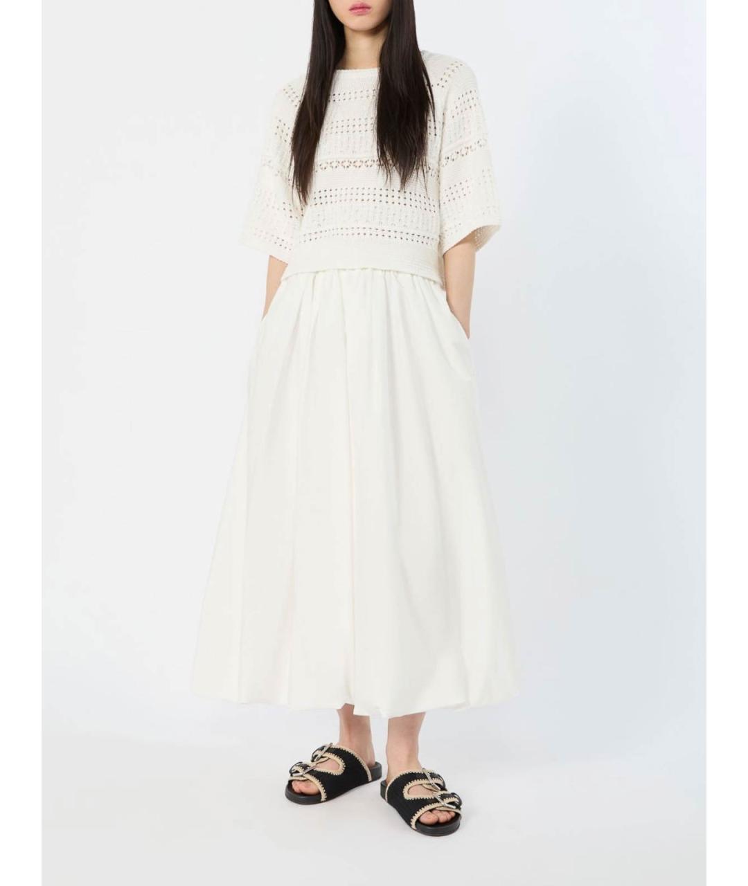 WEEKEND MAX MARA Белая льняная юбка миди, фото 4