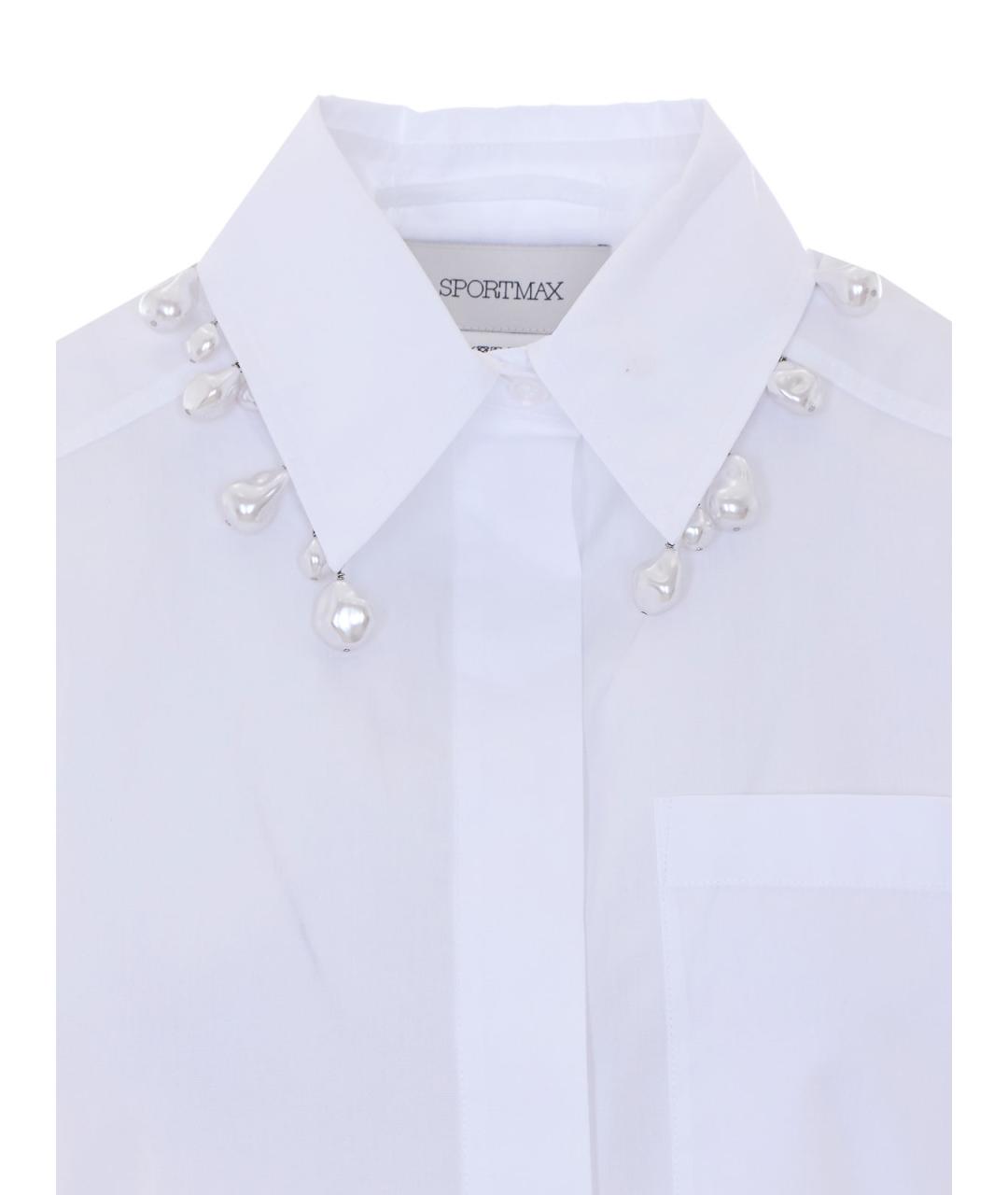 SPORTMAX Белая хлопковая рубашка, фото 4