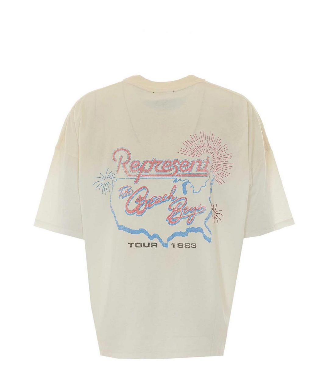 REPRESENT Бежевая хлопковая футболка, фото 2