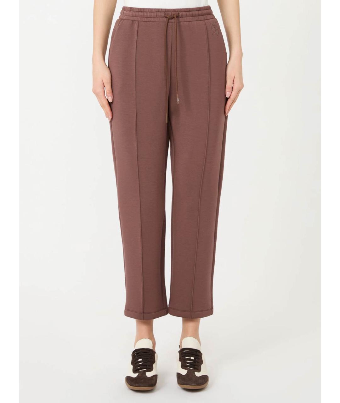 WEEKEND MAX MARA Коричневые полиамидовые спортивные брюки и шорты, фото 3