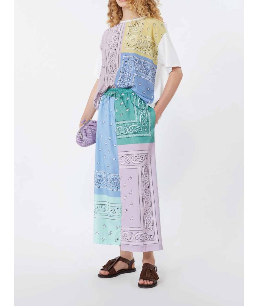WEEKEND MAX MARA Мульти хлопковые брюки широкие, фото 5