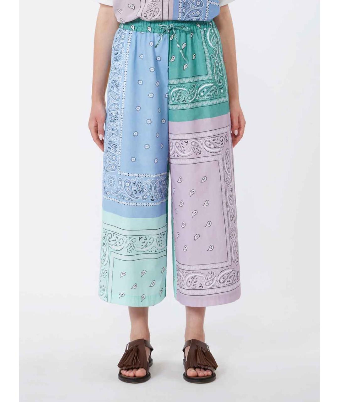 WEEKEND MAX MARA Мульти хлопковые брюки широкие, фото 4