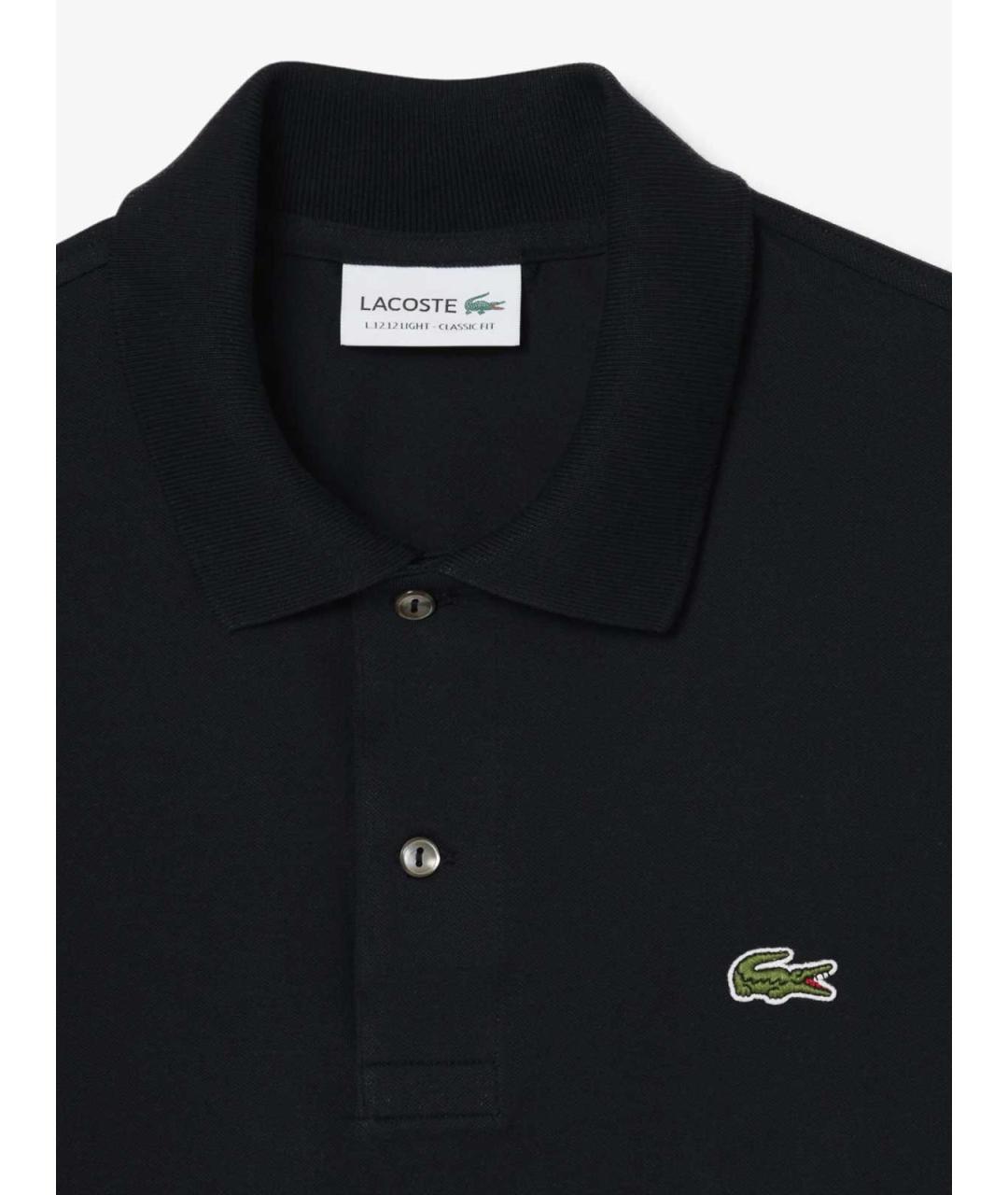 LACOSTE Черное хлопко-полиэстеровое поло с коротким рукавом, фото 2