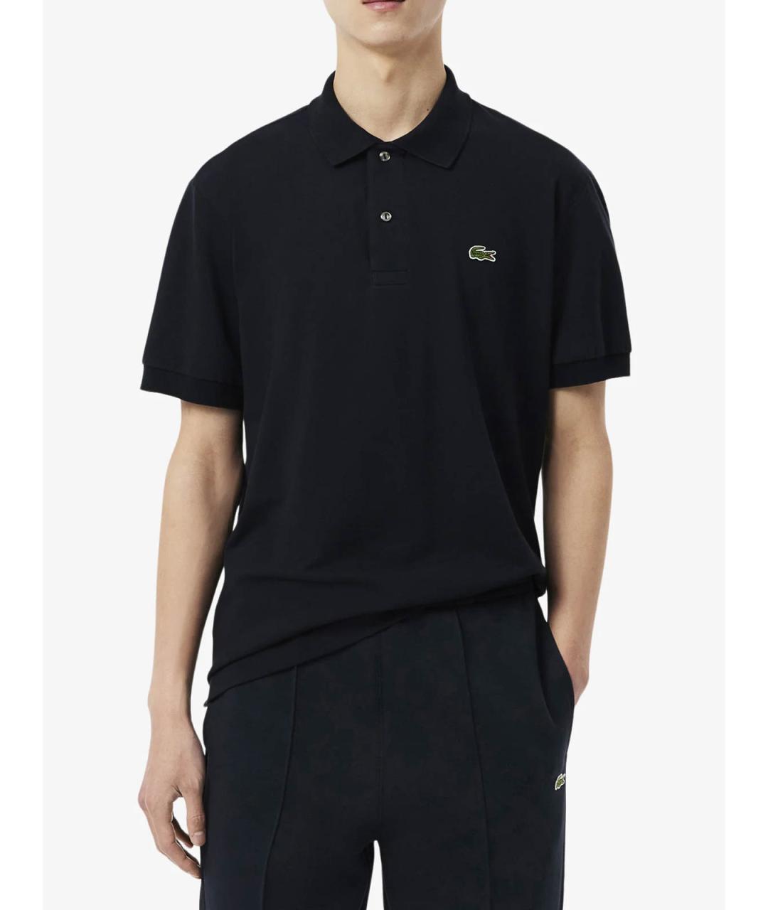 LACOSTE Черное хлопко-полиэстеровое поло с коротким рукавом, фото 5
