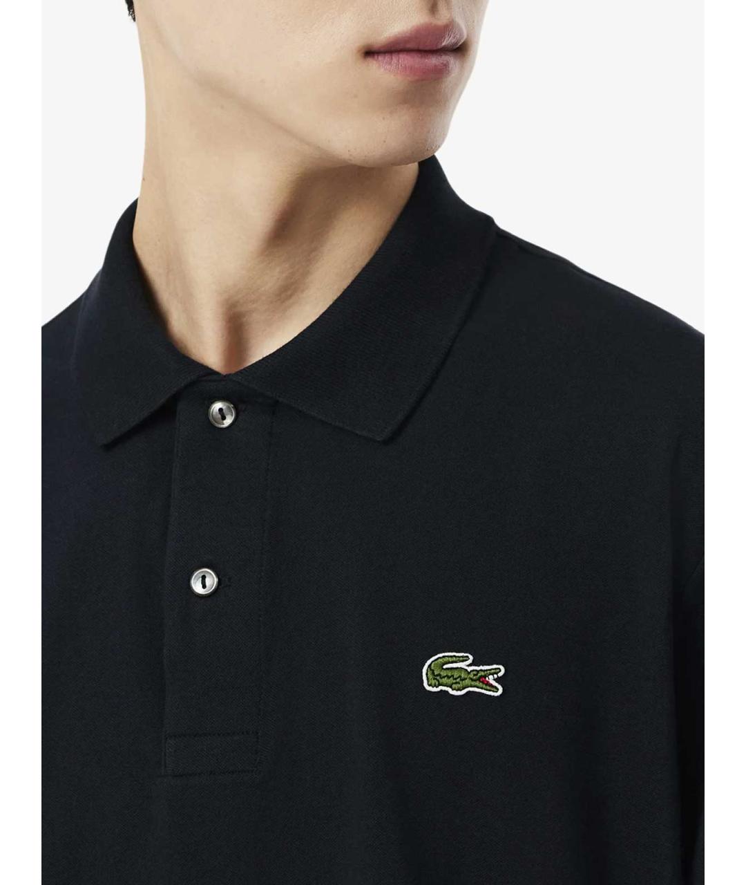 LACOSTE Черное хлопко-полиэстеровое поло с коротким рукавом, фото 7